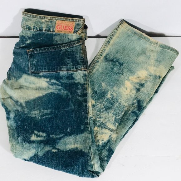 Guess Jeans Blue Acid Wash Tie Dye Size 32 Dyed - Picture 2 of 15